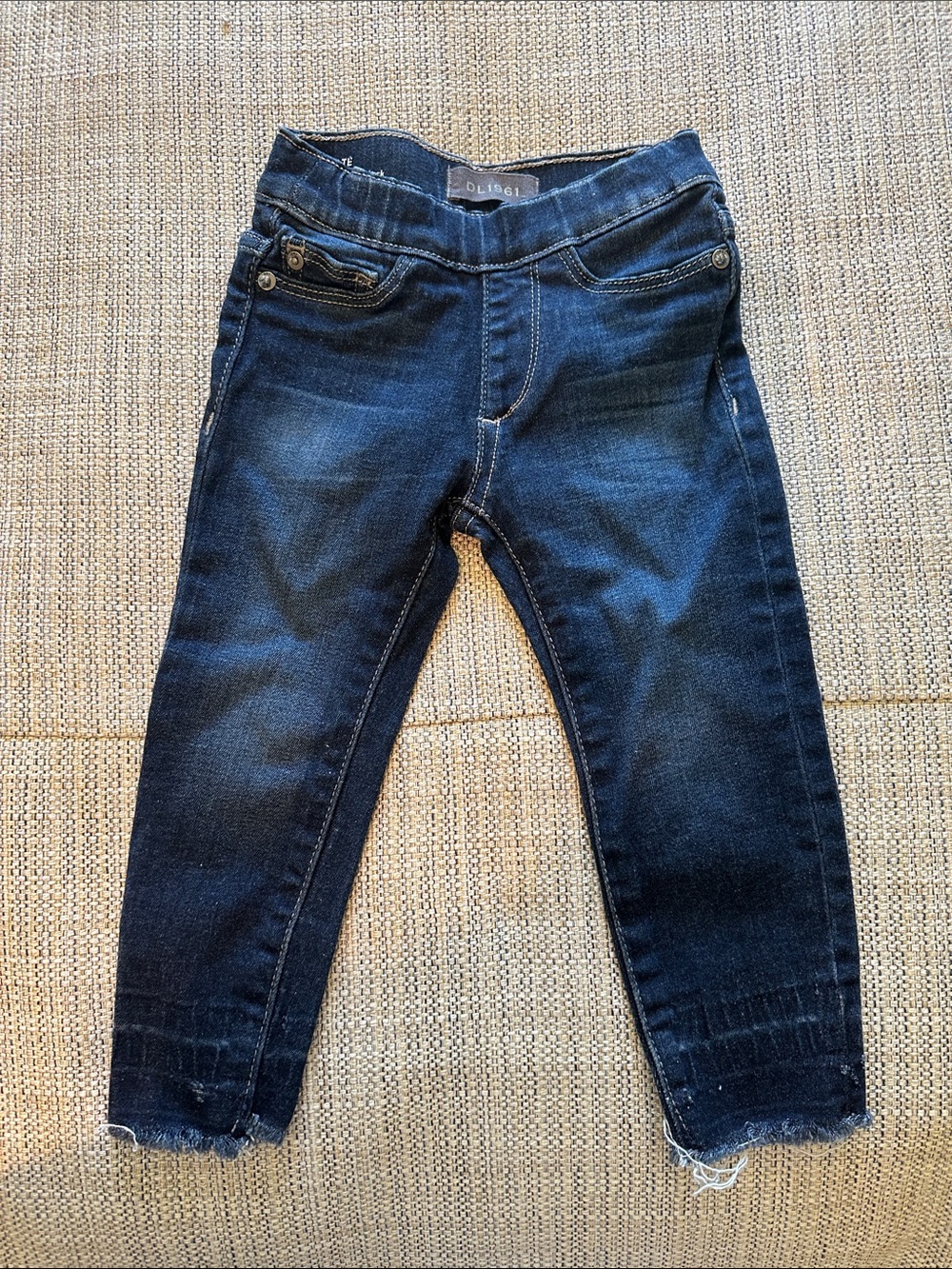 DL1961 Dark Blue Skinny Jeans with Raw Hem
